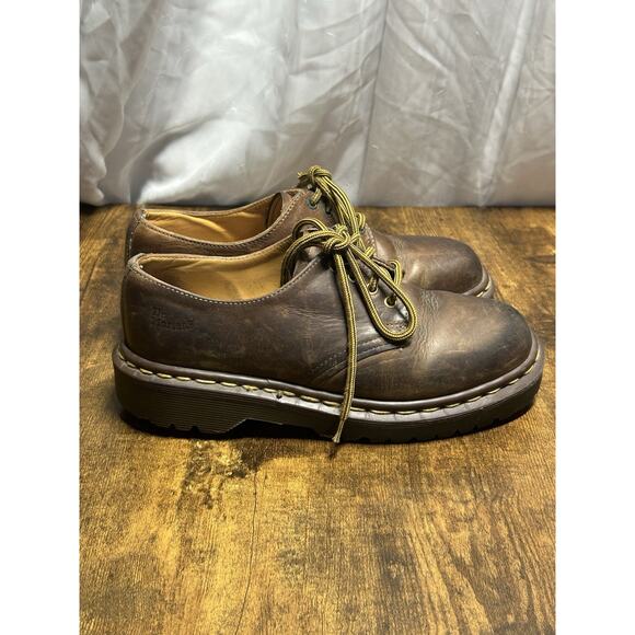 VTG Dr Doc Martens 4 eye Oxford Brown Shoes Men’s SZ 3 Made In England Grunge - Picture 1 of 13